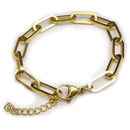ブレスレット 男女兼用 ペーパークリップデザイン STAINLESS GOLD 16cm＋3cm 約6gユニセックスタイプ 9237