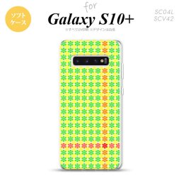 SC-04L SCV42 Galaxy S10+ スマホケース ソフトケース 花十時 緑 黄色 メンズ レディース nk-s10p-tp1356