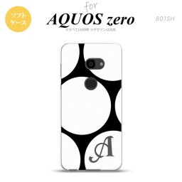 AQUOS zero アクオス ゼロ 801SH スマホケース カバー ソフトケース 水玉B 黒×白 イニシャル 対応 nk-801sh-tp1113i[スマホ,スマホケース,スマホカバー,ケース,カバー,ジャケット]