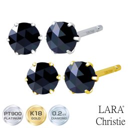 ララクリスティー ピアス レディース ブラックダイヤモンド 1粒 計0.2ct プラチナ K18 LARA Christie PLATINUM プラチナム コレクション le37-0001