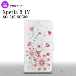 Xperia 5IV Xperia5IV 手帳型スマホケース カバー 花柄 ガーベラ 透明 赤 2022年 10月発売 nk-004s-xp54-dr072