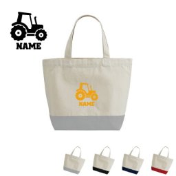 トラクター  名入れ2トーンキャンバストートバッグSサイズ 綿 キャンバス地 名入れギフト ミニトート ランチバッグ ミニバッグ 軽い 軽量 小さい レディース メンズ かわいい 通勤 通学【1460s】乗り物　車　はたらく　趣味