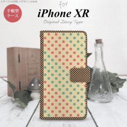 iPhoneXR iPhone XR 手帳型スマホケース カバー ドット 水玉 ベージュ ミント  nk-004s-ipxr-dr1647
