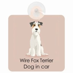 名入れ可 Wire Fox Terrier ワイアーフォックステリア DOG IN CAR 吸盤 収れん火災防止タイプ 車内用 パステル くすみカラー スタイル アニメ風 ドッグオンボード 安全対策 あおり運転 セーフティサイン 窓ガラス カーサイン 車 犬