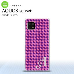 SH-54B SHG05 AQUOS sense6 スマホケース ハードケース 千鳥 格子 小 紫 +アルファベット メンズ レディース nk-sens6-907i