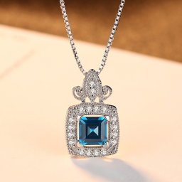 ネックレス 40+5cm アジャスター 引き輪 FORMICA Nanocrystal シルバー925 ブルー シルバー ベネチアンチェーン オールドマイン 大粒 メレ 上品 cn0102-2