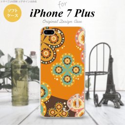 【iPhone7plus】【スマホケース/スマホカバー】【アイフォン7plus】iPhone7plus スマホケース カバー アイフォン7plus ソフトケース イニシャル エスニック花柄 オレンジ×茶 nk-i7plus-tp1584ini【メール便送料無料】