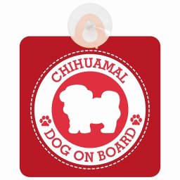 セーフティサイン DOG ON BOARD Chihuamal チワマル レッド 安全運転 車内用 吸盤タイプ 煽り運転対策 収れん火災防止タイプ 安全対策 カーサイン 吸盤 肉球マーク