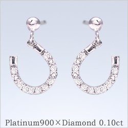 即日発送【完全無色透明Gカラー】【グレードup即日発送不可】【大特価】pt900【0.1ct】馬蹄ダイヤモンドピアス『幸運』スウィングピアス [SIクラス Gカラー 無色透明 GOOD～VERYGOOD] ハートアンドキューピット 揺れるダイヤモンド ホースシュー 誕生日 母の日 ギフト 記念日【送料無料】    LP-0329A