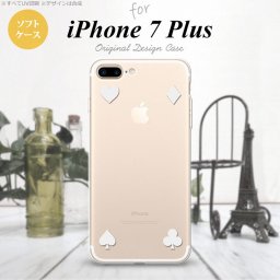 【iPhone7plus】【スマホケース/スマホカバー】【アイフォン7plus】iPhone7plus スマホケース カバー アイフォン7plus ソフトケース トランプ(四隅) クリア×白 nk-i7plus-tp522【メール便送料無料】