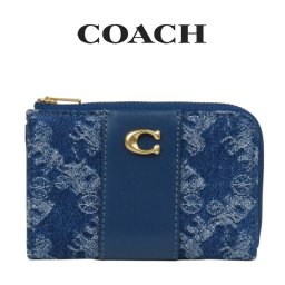 送料無料 コーチ COACH アウトレット 誕生日 レディース 小物 キーケース CAO31 B4RHP(ブラス×ディープ ブルー マルチ) デニム (カードケース フラグメントケース 小銭入れ)