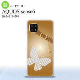 SH-54B SHG05 AQUOS sense6 スマホケース ハードケース バタフライ 蝶 F 茶 メンズ レディース nk-sens6-325