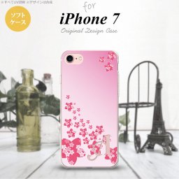 【iPhone7】【スマホケース/スマホカバー】【アイフォン７】iPhone7 スマホケース ケース アイフォン７ ソフトケース イニシャル 花柄・サクラ（B） ピンク nk-iphone7-tp184ini【メール便送料無料】