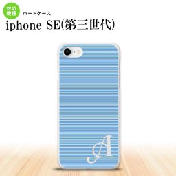 iPhoneSE 3 iPhoneSE 3 スマホケース ハードケース ボーダー 細 青 +アルファベット メンズ レディース nk-ise3-1288i