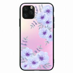 ラウンド型 ウルトラスリム 耐衝撃 背面ガラス 強化ガラス iPhone11対応ケース TPU ハードケース iPhone11ProMax iPhoneX/XS iPhoneXR iPhone8plus iPhone7 ケース花柄 ボタニカルフラワー グラデーション 大人可愛い お洒落