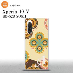 Xperia10V Xperia10V スマホケース 背面ケースソフトケース エスニック 花柄 ベージュ 茶 +アルファベット 2023年 7月発売 nk-xp105-tp1583i