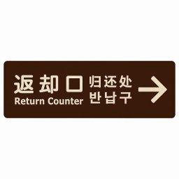 18x6cm 返却口 文字タイプ 多言語 英語 中国語 韓国語 対応 ブラウン 右矢印 木製プレート 長方形 商業施設 飲食店 旅館 ホテル レンタル イベント表示 場所 掲示 案内板 ピクトサイン