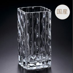 国産 ガラス花瓶 角型 ルアール クリア  9.2×9.2×17.2cm ガラス 花瓶 おしゃれクリア グラスベース/日本製 花器/透明 きれい/インテリア オブジェ/手作り 職人/
