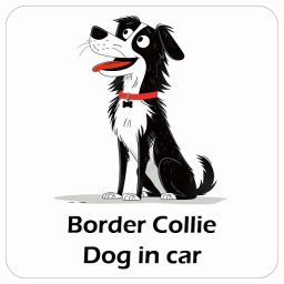 名入れ可 Border Collie ボーダーコリー カーステッカー シール 犬 アメリカン カートゥーン スタイル アニメ風 13x13cm 正方形 防水 屋外 屋内 ドッグオンボード デカール