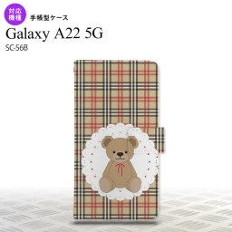 SC-56B Galaxy A22 手帳型スマホケース カバー くま チェック レース 茶 赤  nk-004s-a22-dr754