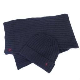 ラルフローレン Ralph Lauren ポロラルフローレン Polo Ralph Lauren ニット帽 マフラー セット PC0190 433 メンズ レディース ニットキャップ ストール HUNTER NAVY ハンターネイビー