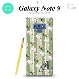 Galaxy Note 9 ギャラクシー ノート9 SC-01L SCV40 スマホケース カバー ハードケース レース・バラ 緑 イニシャル 対応 nk-note9-258i[スマホ,スマホケース,スマホカバー,ケース,カバー,ジャケット]