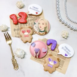 【選べる9色】サングラスくまちゃんお祝いSET（プリントクッキー・数字・メッセージクッキー付き）【写真クッキー】【アイシングクッキー】【ギフトラッピング対応】