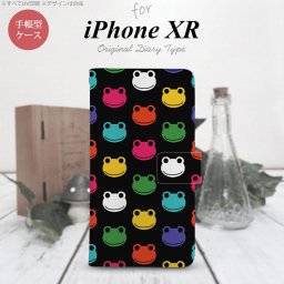 iPhoneXR iPhone XR 手帳型スマホケース カバー カエル かえる 黒  nk-004s-ipxr-dr161