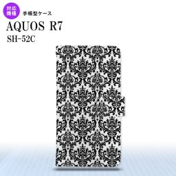 SH-52C AQUOS R7 手帳型スマホケース カバー ダマスク クリア 黒  nk-004s-r7-dr1026