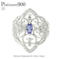 タンザナイト 12月誕生石 ダイヤモンドリング 0.35ct プラチナ プラチナ900 pt900 アラベスク アンティーク 幅広 指輪 レディース ジュエリー アクセサリー プレゼント ギフト 人気 おすすめ 送料無料