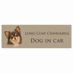 名入れ可 ドッグ カーステッカー イラスト付 Dog in Car ロングコートチワワ Aタイプ セーフティサイン 犬種別 長方形 20x6.7cm シール リア あおり運転対策 Dog Sticker 屋外 屋内 防水 安全対策 カーサイン