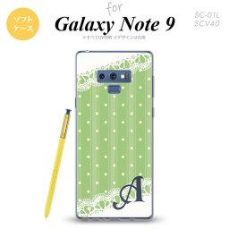 Galaxy Note 9 ギャラクシー ノート9 SC-01L SCV40 スマホケース カバー ソフトケース ドット・レースB 薄緑 イニシャル 対応 nk-note9-tp1616i[スマホ,スマホケース,スマホカバー,ケース,カバー,ジャケット]