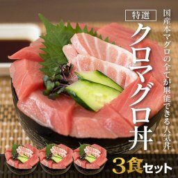 【３食セット】特選 クロマグロ丼 国産の本マグロを使った丼 大トロ 中トロ 赤身など本まぐろを120g♪マグロ漬け丼やお刺身に。お中元・お歳暮などの贈り物に最適。魚介類・水産加工品 御祝  母の日 父の日 敬老の日 お中元 お歳暮