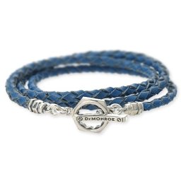Dr MONROE ドクターモンロー シルバー ブレスレット レザー 革 ブルー 彼氏 メンズ