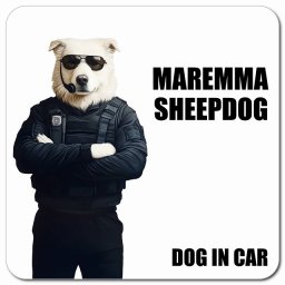 名入れ可 Maremma Sheepdog マレンマシープドッグ カーサイン 車 マグネット 強力 13x13cm 正方形 セキュリティガード風 ちょい悪 マグネットステッカー 犬 安全対策 煽り運転 屋外 防水 屋内