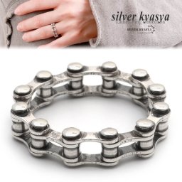 シルバー925 バイクチェーンリング フリーサイズ オープンリング 指輪 レディース 女性 金属アレルギー対応