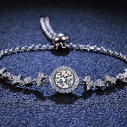 ブレスレット レディース モアサナイト ホワイト シルバー925 シルバー フリーサイズ 1ct ks012