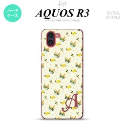 SH-04L SHV44 R3 AQUOS R3 スマホケース カバー 花柄 バラ ドット 小 黄 +アルファベット nk-r3-251i