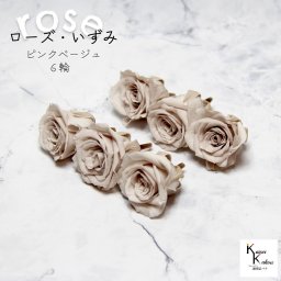 大地農園！プリザーブドフラワー 「ローズいずみ 6輪 ピンクベージュ」プリザ 花材 ハーバリウム おしゃれ かわいい プレゼント 贈り物　オオチノウエン バラ 薔薇 ローズ rose