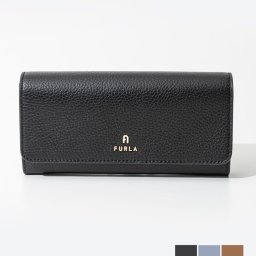 フルラ FURLA WP00317 HSF000 長財布 CAMELIA CONTINENTAL WALLET レディース 財布 カメリア レザー コンチネンタルウォレット 本革 ロゴ シンプル ギフト プレゼント ブランド お祝い ブラック / セレスティアル / コニャック