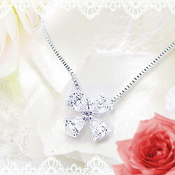K18YG/PG/WG【0.27ct】ペアシェイプ 雫 ダイヤモンドペンダントネックレス『CloverFlower』 [SIクラス Hカラー] 18K ゴールド 18金 フラワー 四葉 クローバー【送料無料】        LPN-319B