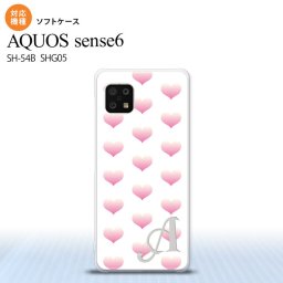 SH-54B SHG05 AQUOS sense6 スマホケース ソフトケース ハート A 白 ピンク +アルファベット メンズ レディース nk-sens6-tp118i