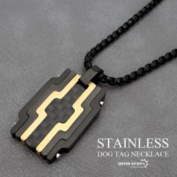 ステンレス 機械美 無骨 ドッグタグネックレス メンズネックレス ブラック 黒 かっこいい ペンダント ベネチアンチェーン付き 男性