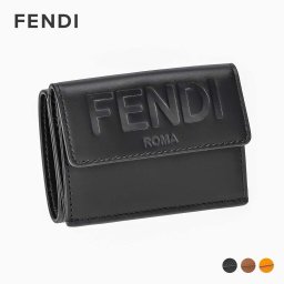 フェンディ FENDI 8M0395 0AAYZ 三つ折り財布 レディース 財布 ローマ ROMA ミニ財布 レザー 小銭入れ コンパクトウォレット シンプル 小物 プレゼント お祝い 記念 コンパクト財布 ロゴ ブラック ブラウン オレンジ