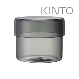 KINTO キントー SCHALE ガラスケース 500ml スモーク[ガラス 保存容器 キャニスター 浅型 ガラスキャニスター おしゃれ キッチン インテリア 衛生用品 食品 電子レンジ対応 筒状 筒形 グレー 透明 清潔感 砂糖 塩 調味料 収納]
