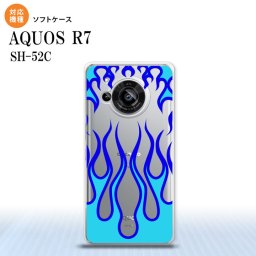 SH-52C AQUOS R7 スマホケース 背面ケースソフトケース ファイヤー 炎 クリア 青 2022年 7月発売 nk-r7-tp1313