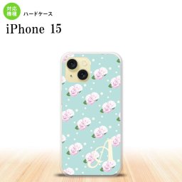 iPhone15 iPhone15 スマホケース 背面ケース ハードケース 花柄 バラ ドット 水色 +アルファベット 2023年 9月発売 nk-i15-261i