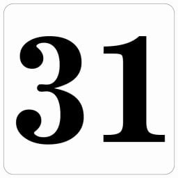 番号シール ナンバー シール 27x27cm ホワイト 数字 31 案内板 野球 スポーツ 道具 イベント会場 会議室 部屋番号 店舗 レストラン 飲食店 ショップ ストア 席番号 テーブル