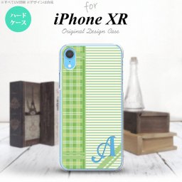 iPhoneXR iPhone XR スマホケース ハードケース チェック ボーダー 緑 +アルファベット メンズ レディース nk-ipxr-1603i
