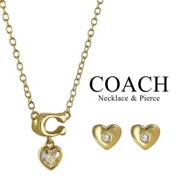 コーチ ネックレス ピアス セット レディース ゴールド Cロゴ ハート ジュエリーセット 小ぶり 上品 かわいい アクセサリー 女性 彼女 プレゼント ギフト COACH 成人 卒業 入学
